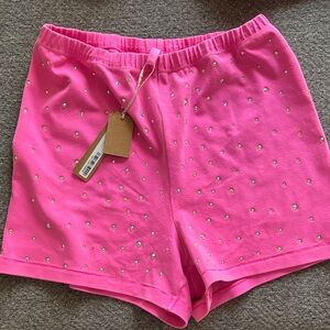 SKIMS Pink Athletic Shorts with Stud Accents
